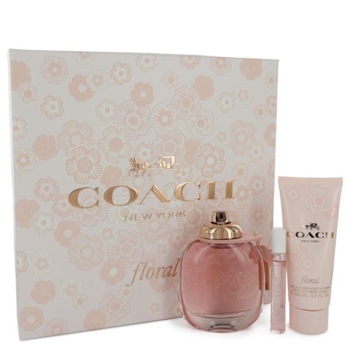 Coach Floral by Coach Gift Set -- 3 oz Eau De Parfum Spray + .25 oz Mini EDP Spray + 3.3 oz Body Lotion