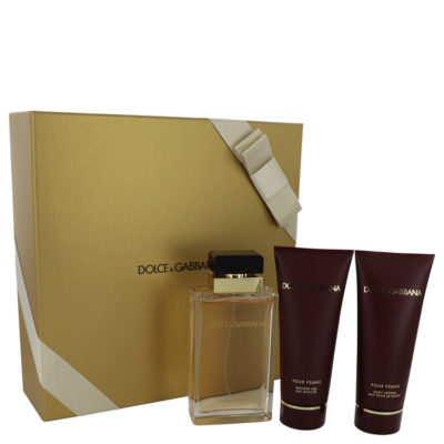 Dolce & Gabbana Pour Femme by Dolce & Gabbana Gift Set -- 3.4 oz Eau De Parfum Spray + 3.4 oz Shower Gel + 3.4 oz Body Lotion