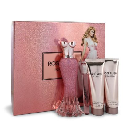 Paris Hilton Rose Rush by Paris Hilton Gift Set -- 3.4 oz Eau De Parfum Spray + .34 oz Mini EDP Spray + 3 oz Body Lotion + 3 oz Shower Gel