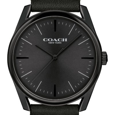 Men's Coach Preston Leather Strap Black Watch