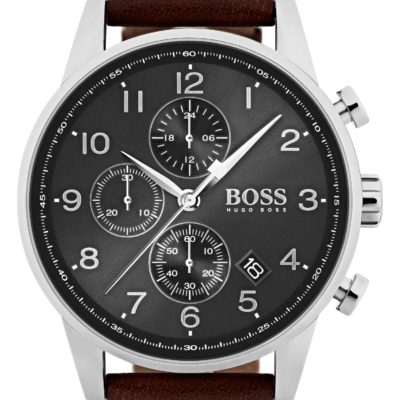 Men's Boss Navigator Chronograph Leather Strap Watch