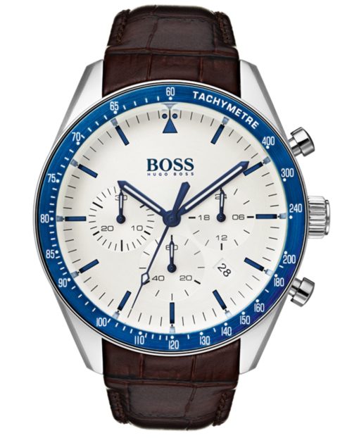 Men's Boss Trophy Chronograph Leather Strap Watch