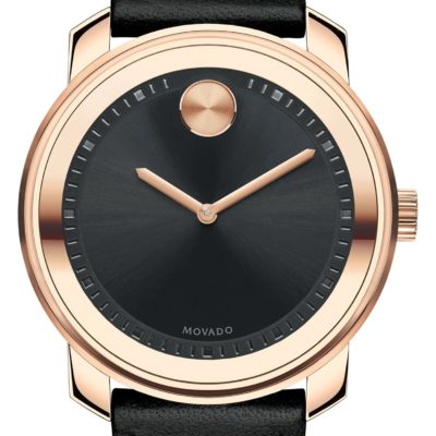 Movado 'Bold' Leather Strap Watch