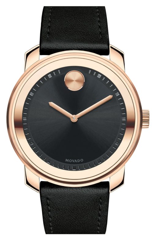 Movado 'Bold' Leather Strap Watch