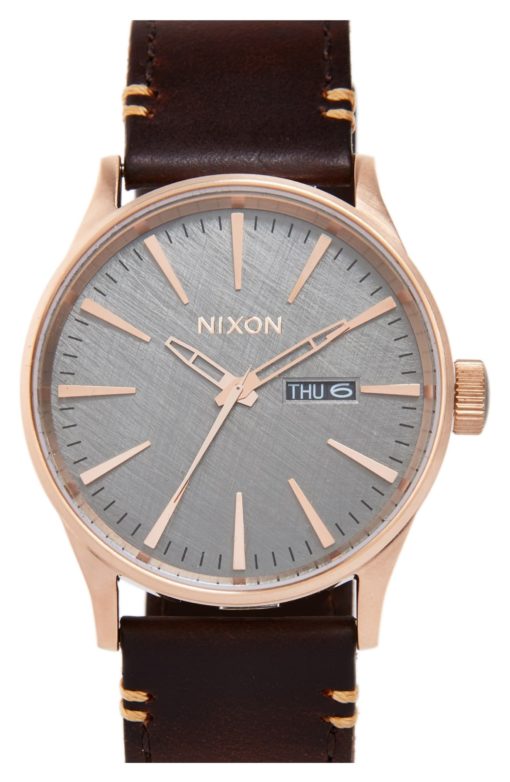 Nixon The Sentry Leather Strap Watch