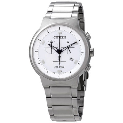 Citizen Eco-Drive Chronograph White Dial Men's Watch AT2400-81A