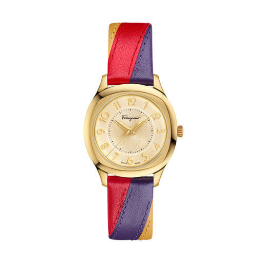 Women's Salvatore Ferragamo Time Square Leather Strap Watch