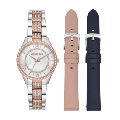 Michael Kors Women's Lauryn Three-Hand Two-Tone Stainless Steel Watch Set 33mm