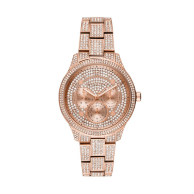 Michael Kors Women's Runway Multifunction Pavé Rose Gold-Tone Stainless Steel Watch